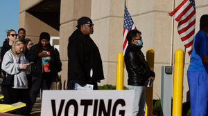 Voters in line to vote