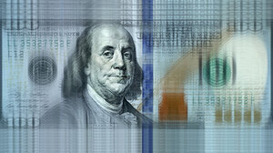 Imagen borrosa de un billete de $100