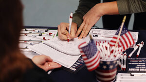 Person registering to vote in Lee County, FL
