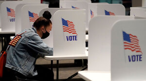 voter at polling place