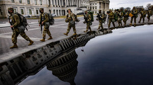 National Guard troops outside the US Capitol building