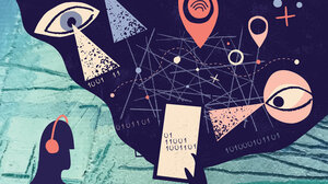 Drawing of person holding phone