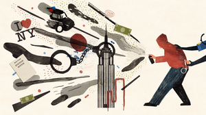 Illustration of person holding spray paint being grabbed by police