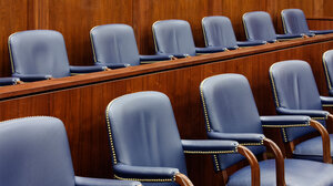 Empty jury box