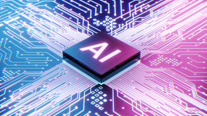 Computer chip embossed with the letters "AI"