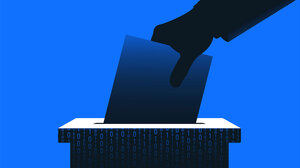 Illustration of ballot into ballot box