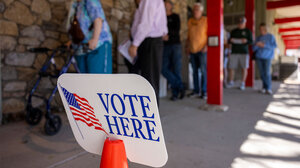  People lined up vote in Black Mountain, North Carolina