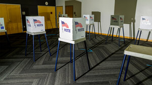 Voting booths at a polling place.
