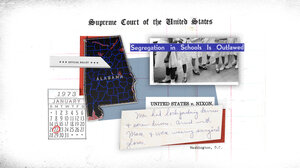Collage referencing landmark Supreme Court decisions