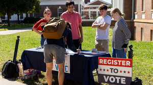 A person registering to vote.