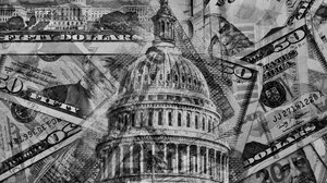 Capitol Building overlaid with $50 bills