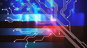 cyber cables over an American flag image