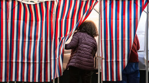 Voter at a polling place