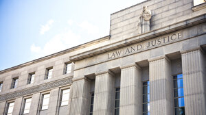 Courthouse with Law and Justice lettering