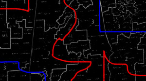 Illustration of district map with overlaid lines