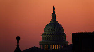 The U.S. Capitol at dusk