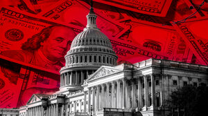 illustration of money behind U.S. Capitol 