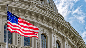 American flag in front of U.S. Capitol