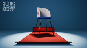 Voting booth on red carpet